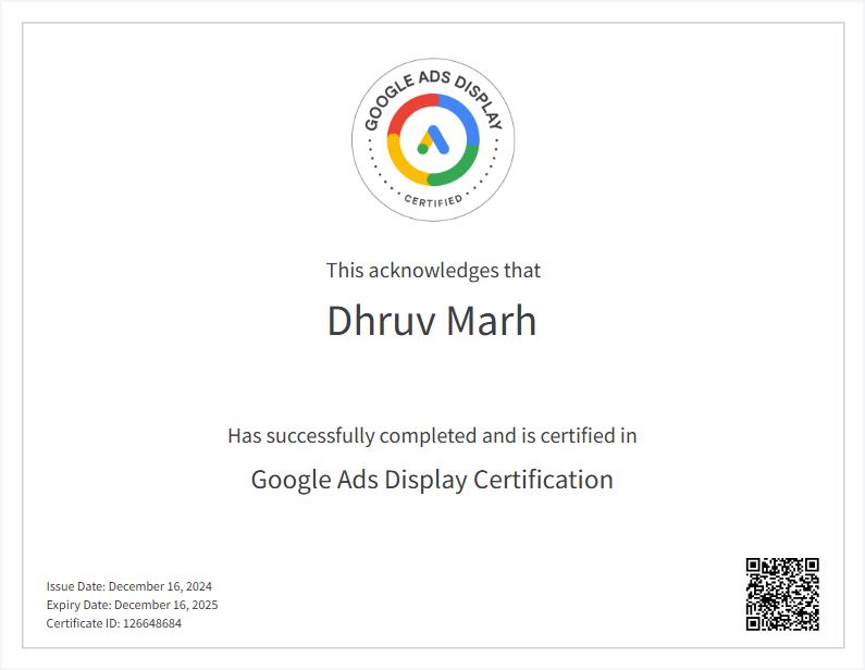 Google Ad Display Certification